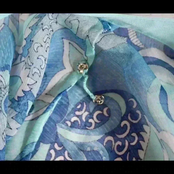 J.McLaughlin Sheer Paisley Tunic Style Top Drawstring Waist Size 8 - Picture 8 of 16